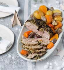 Herb Crusted Lamb with Roasted Vegetables