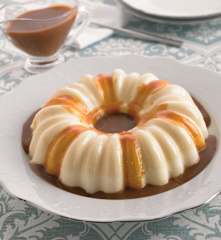 Bavaroise de baunilha e creme de caramelo com café