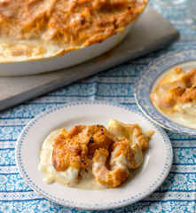 Luxury Fish Pie with Parmesan and Garlic Sweet Potato Mash
