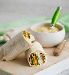 Turkey and lemon aioli wraps
