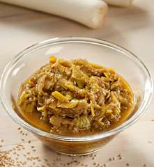 Guarnición de puerros caramelizados al whisky