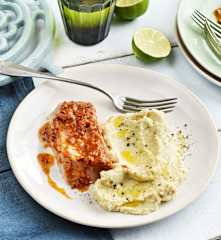 Thon au pesto rouge et purée d'artichauts