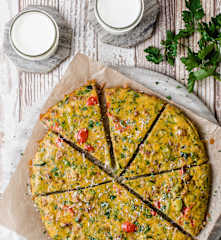 Sausage and Veggie Frittata and Ayran Drink