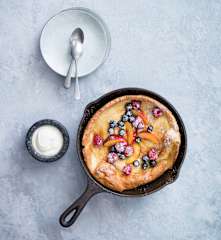 Dutch baby pancake with fruit and yoghurt