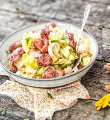 Salade de gésiers, endives, pommes et noix