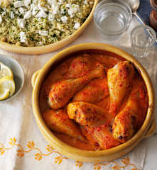Chicken in Red Pepper Sauce with Courgette and Feta Couscous