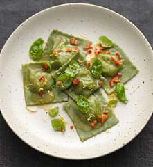 Prawn and Asparagus Basil Ravioli