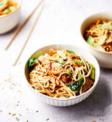 Asia-Nudeln mit Pute und Pflaumensauce