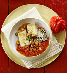 Chraime mit gedämpftem Heilbutt