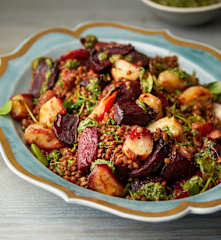 Lentils and Roasted Roots with Salsa Verde