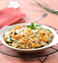 Gratin de courgettes aux crevettes