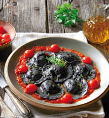 Black Ravioli with Sea Bass