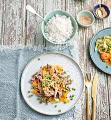 Strogonoff de vitela com legumes