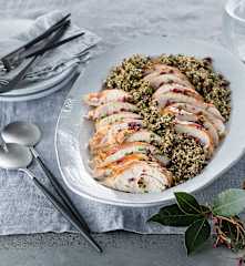 Turkey buffe and herby quinoa stuffing
