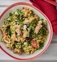 Salmon, Quinoa, Feta and Mixed Vegetable Salad