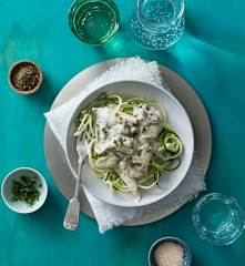Creamy mushroom and chicken zoodles