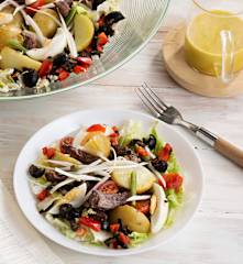 Ensalada de patatas y entraña de ternera