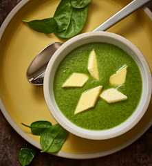 Spinach and Potato Soup with Savoury Egg Custard