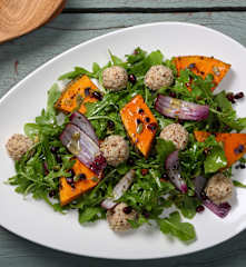 Spiced Labne with Squash and Rocket Salad