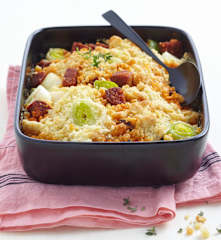 Crumble de poireau au chorizo doux