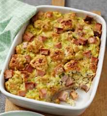 Brot-Leberkäse-Auflauf