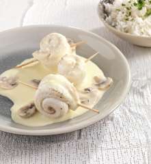 Filetti di sogliola al vino in salsa di funghi