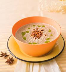 Crema de hongos con tocino