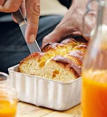Brioche aux oranges confites et ganache au chocolat