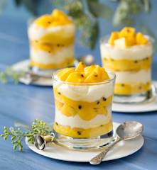 Savoiardi with mango and passionfruit
