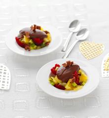 Emulsion de chocolat aux épices et fruits frais