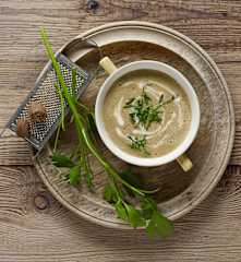Potato and porcini mushroom soup