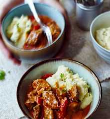 Rindfleischragout auf Selleriepüree