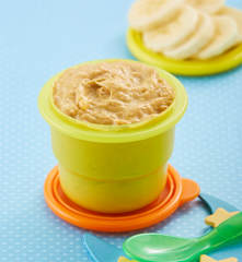 Crema de almendras, plátano y mango