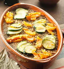 Pilaf di lenticchie e bulgur con la zucca