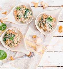 Szpinakowe gryczotto z kurkami