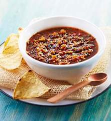 Corn chips with salsa roja