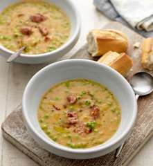 Double Pea and Chorizo Soup