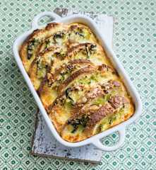 Leek and cheddar pudding
