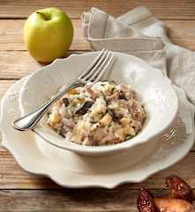 Risotto con manzana y boletus