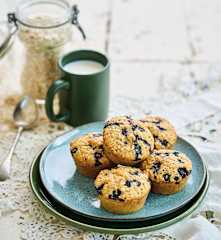 Queques de aveia e mirtilos