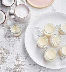 Pudim de coco com papaia e laranja