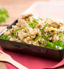 Pilaf de arroz con pavo y puerro