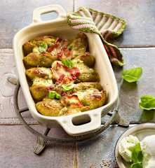 Basilikum-Nocken-Auflauf