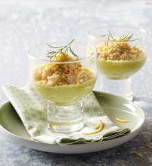 Crumble de saint-jacques au gingembre et lait de coco