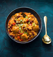 Red beans and rice with turkey meatballs