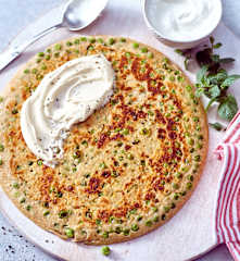 Pfannkuchen mit Erbsen