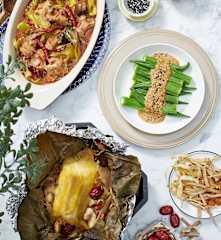 Green Mustard Pig's Trotter, Emperor Chicken and Ladies' Fingers With Sesame Dressing