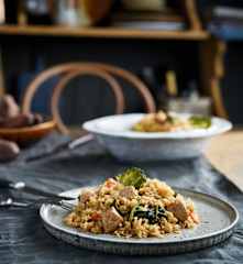 Arroz de peru com legumes