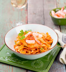 Tagliatelle z krewetkami