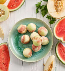 Sorvete de melancia, melão e meloa